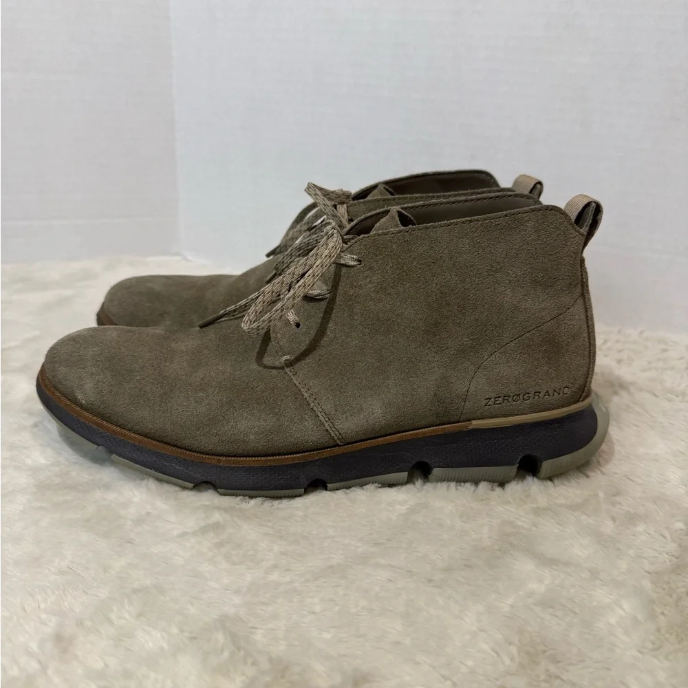 Cole Haan size 8 ZEROGRAND waterproof suede Chukka boots in stone gray